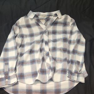 Weatherproof Blue and White Plaid Button Down Shirt